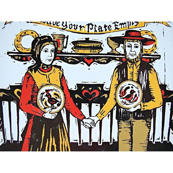 Designed Tiles NY Pennsylvania Dutch Cooking Couple Decorative Tile Trivet MCM - Picture 7 of 9